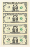 2021 $1 One Dollar Uncut Sheet of (4) Federal Reserve Notes at PristineAuction.com
