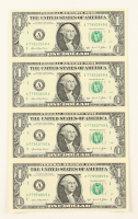 2021 $1 One Dollar Uncut Sheet of (4) Federal Reserve Notes at PristineAuction.com