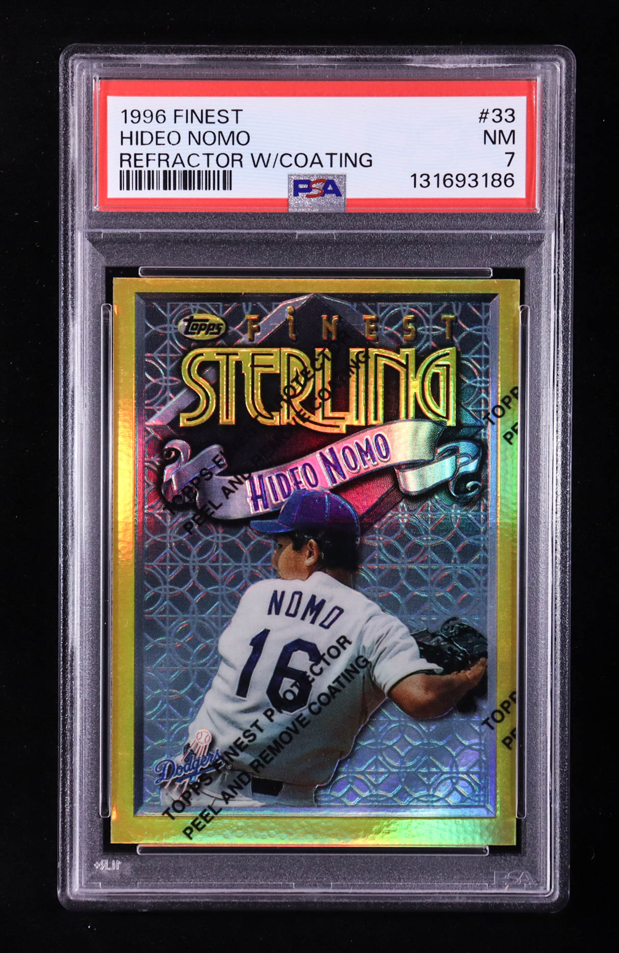Hideo Nomo 1996 Topps Finest Sterling Gold Refractor #33 (PSA 7) at PristineAuction.com Hideo Nomo 1996 Topps Finest Sterling Gold Refractor #33 (PSA 7) at PristineAuction.com