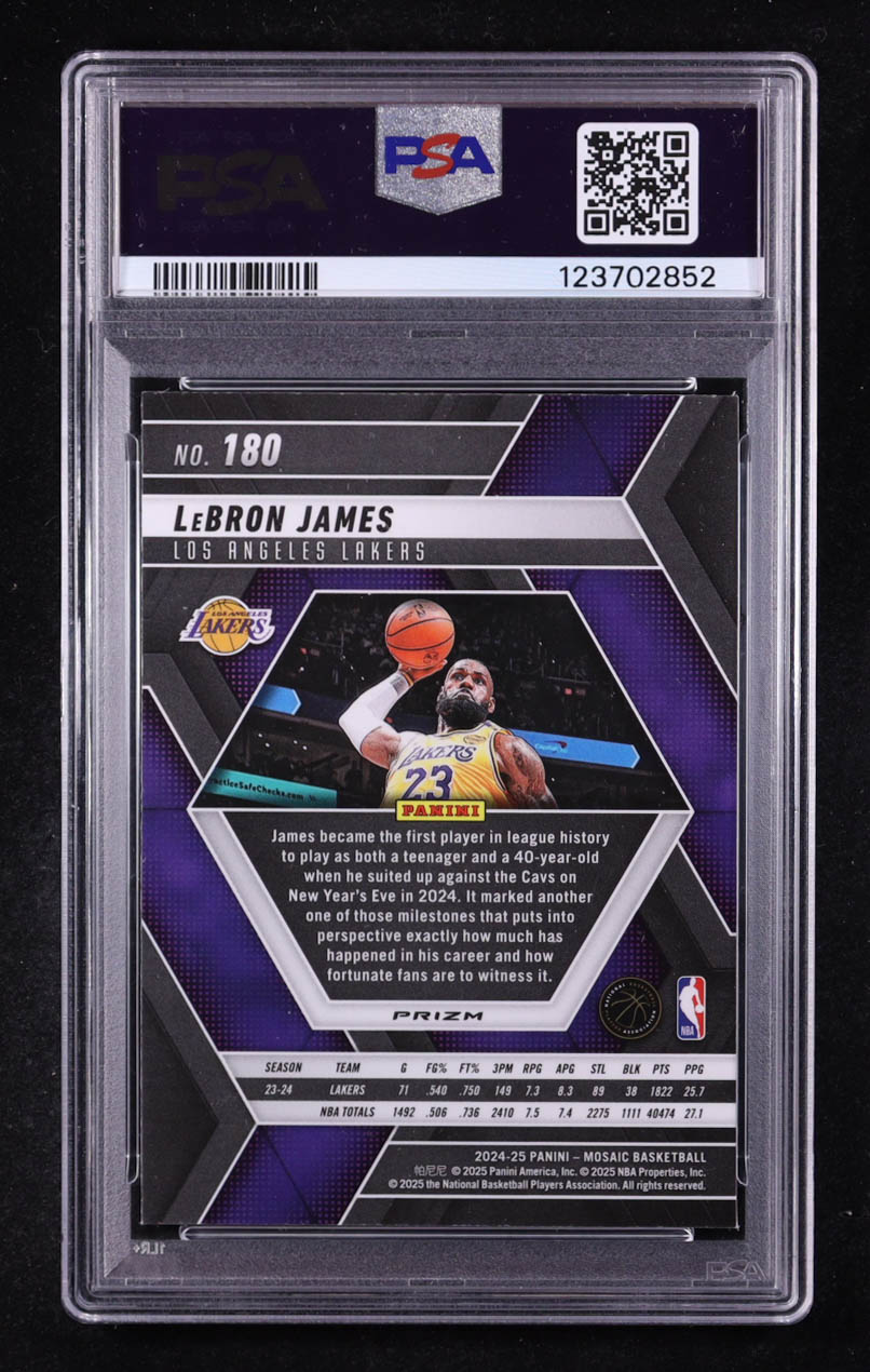 LeBron James 2024-25 Panini Mosaic Silver #180 (PSA 9) at PristineAuction.com LeBron James 2024-25 Panini Mosaic Silver #180 (PSA 9) at PristineAuction.com