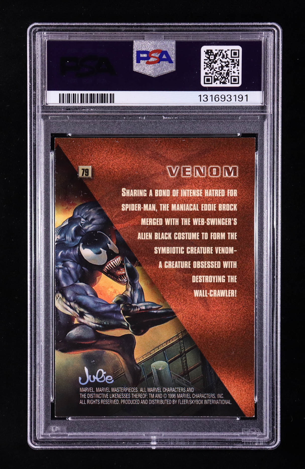 Venom 1996 Fleer SkyBox Marvel Masterpieces #79 (PSA 7) at PristineAuction.com Venom 1996 Fleer SkyBox Marvel Masterpieces #79 (PSA 7) at PristineAuction.com
