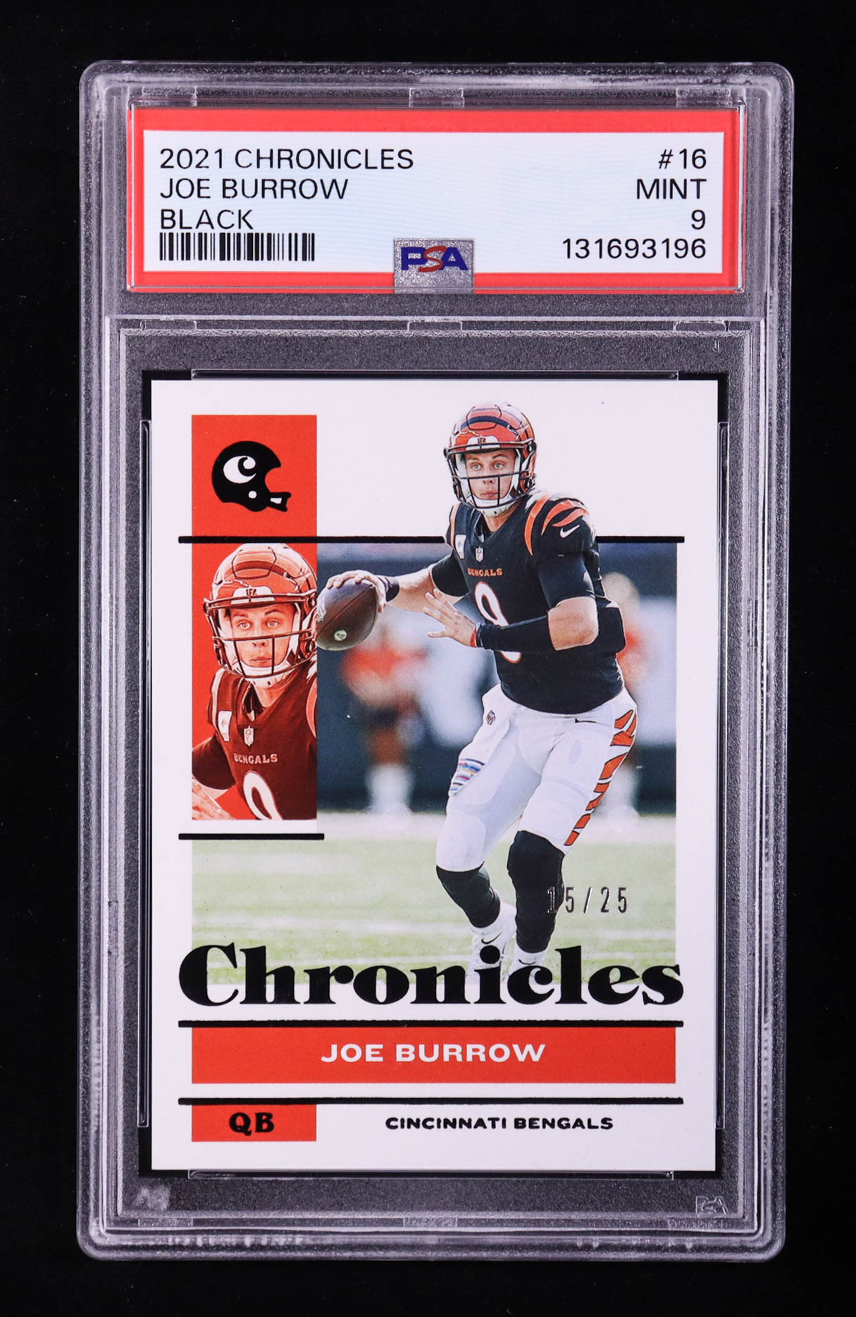 Joe Burrow 2021 Panini Chronicles Black #16 #15/25 (PSA 9) at PristineAuction.com Joe Burrow 2021 Panini Chronicles Black #16 #15/25 (PSA 9) at PristineAuction.com