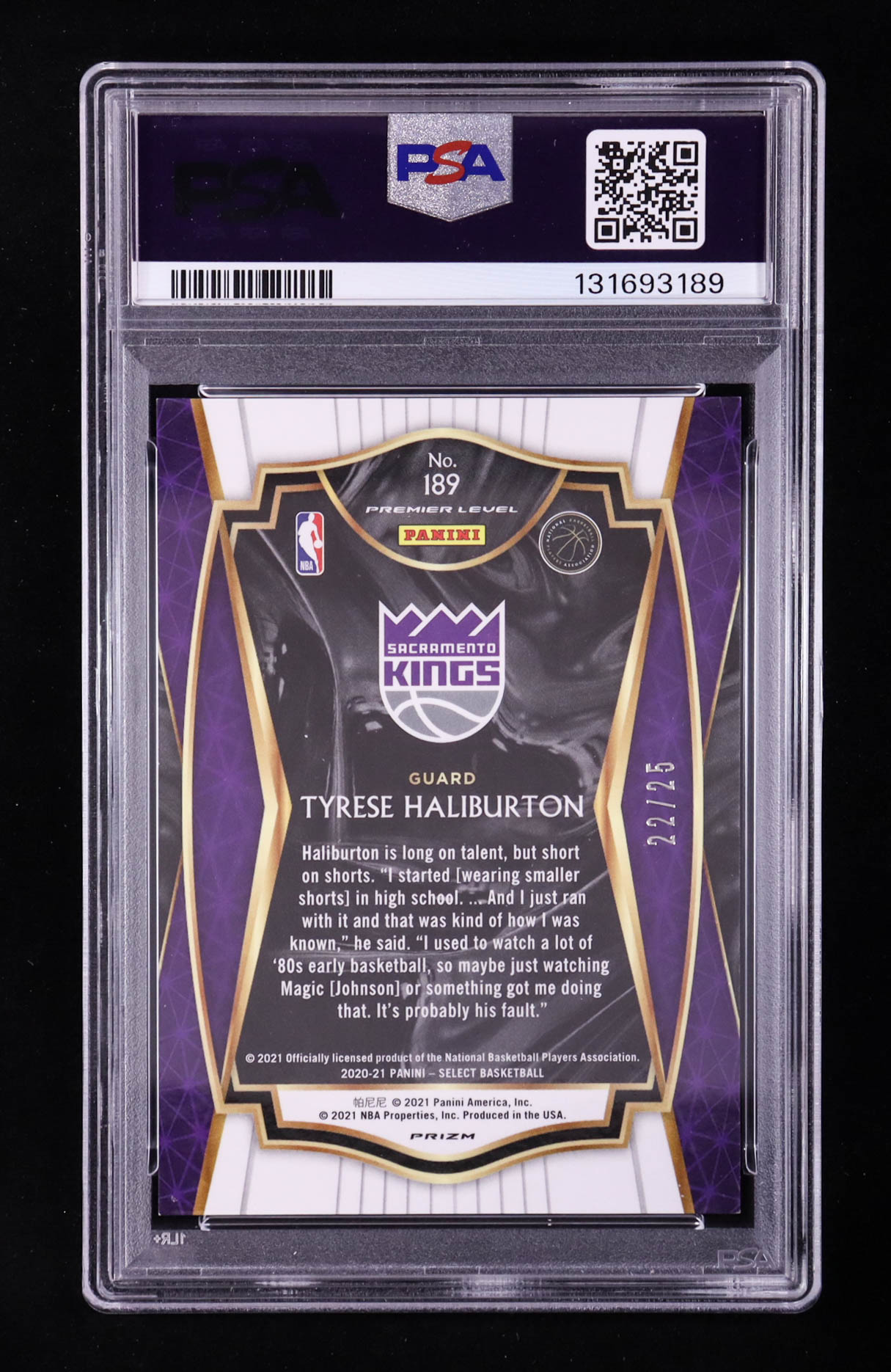 Tyrese Haliburton 2020-21 Select Prizms Teal White Pink #189 #22/25 RC (PSA 8) at PristineAuction.com Tyrese Haliburton 2020-21 Select Prizms Teal White Pink #189 #22/25 RC (PSA 8) at PristineAuction.com