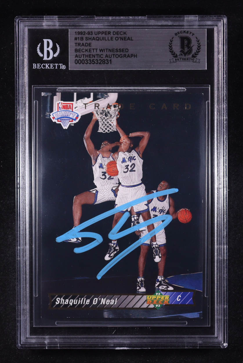 Shaquille O'Neal Signed 1992-93 Upper Deck Trade #1B RC (BGS) at PristineAuction.com Shaquille O'Neal Signed 1992-93 Upper Deck Trade #1B RC (BGS) at PristineAuction.com