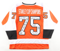 Flyers 1975 "Stanley Cup Champions" Jersey Signed by (12) With Bill Barber, Bernie Parent, Tom Bladon, Gary Dornhoefer (PSA) at PristineAuction.com