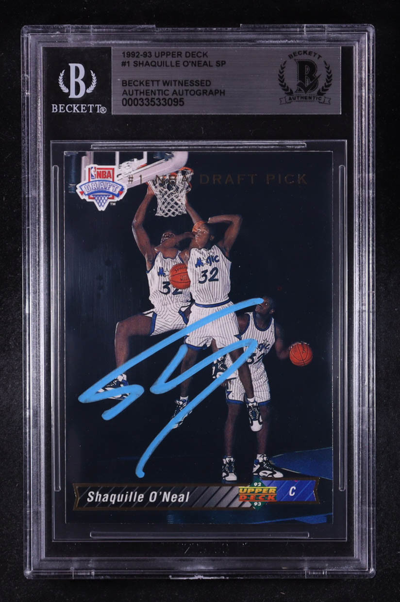 Shaquille O'Neal Signed 1992-93 Upper Deck SP #1 RC (BGS) at PristineAuction.com Shaquille O'Neal Signed 1992-93 Upper Deck SP #1 RC (BGS) at PristineAuction.com