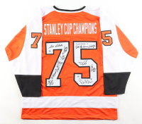 Flyers 1975 "Stanley Cup Champions" Jersey Signed by (12) With Bill Barber, Bernie Parent, Tom Bladon, Gary Dornhoefer (PSA) at PristineAuction.com