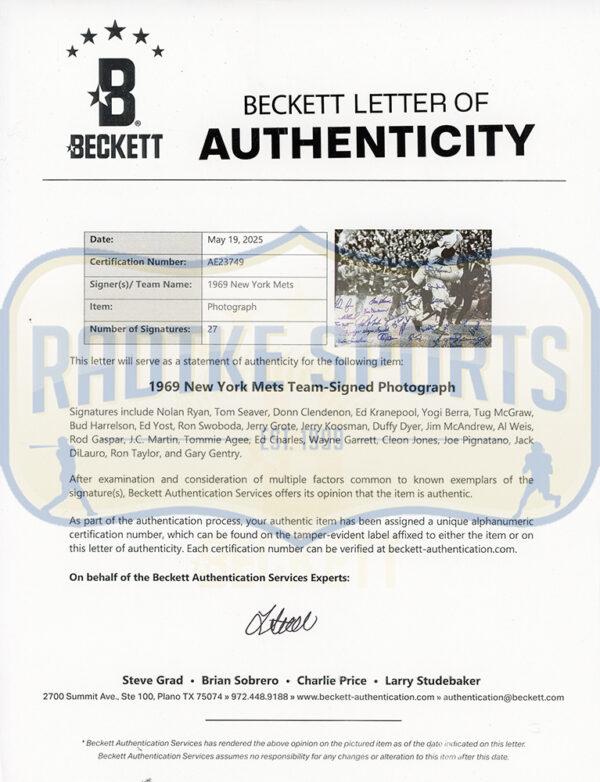 1969 Mets Custom Framed Photo Team-Signed By (27) with Nolan Ryan, Tom Seaver, Yogi Berra (Beckett) at PristineAuction.com 1969 Mets Custom Framed Photo Team-Signed By (27) with Nolan Ryan, Tom Seaver, Yogi Berra (Beckett) at PristineAuction.com