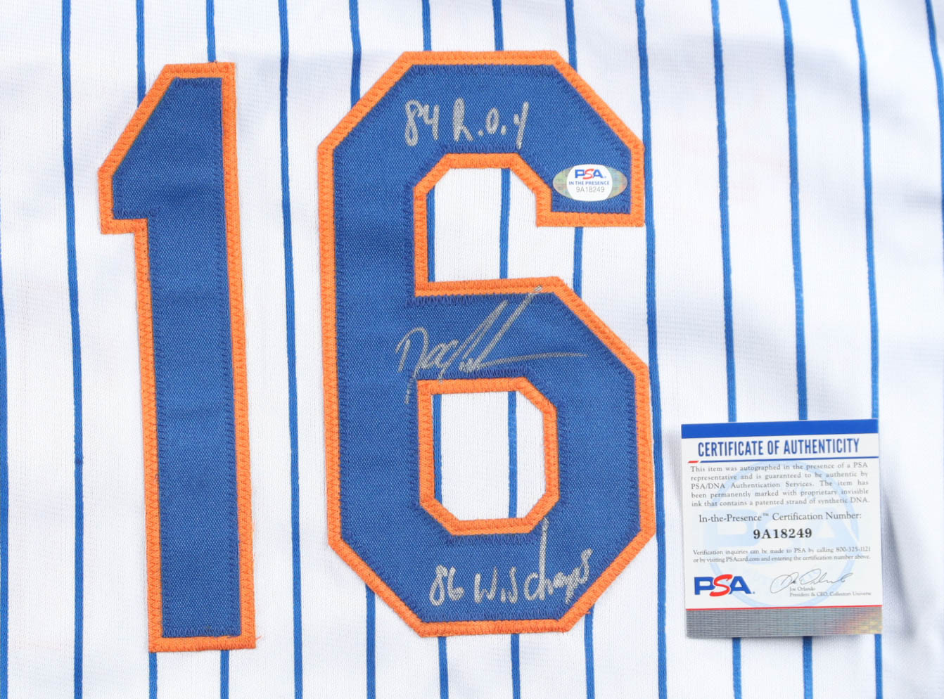 Dwight "Doc" Gooden Signed Jersey Inscribed "84 R.O.Y." & "86 W.S. Champs" (PSA) at PristineAuction.com Dwight "Doc" Gooden Signed Jersey Inscribed "84 R.O.Y." & "86 W.S. Champs" (PSA) at PristineAuction.com