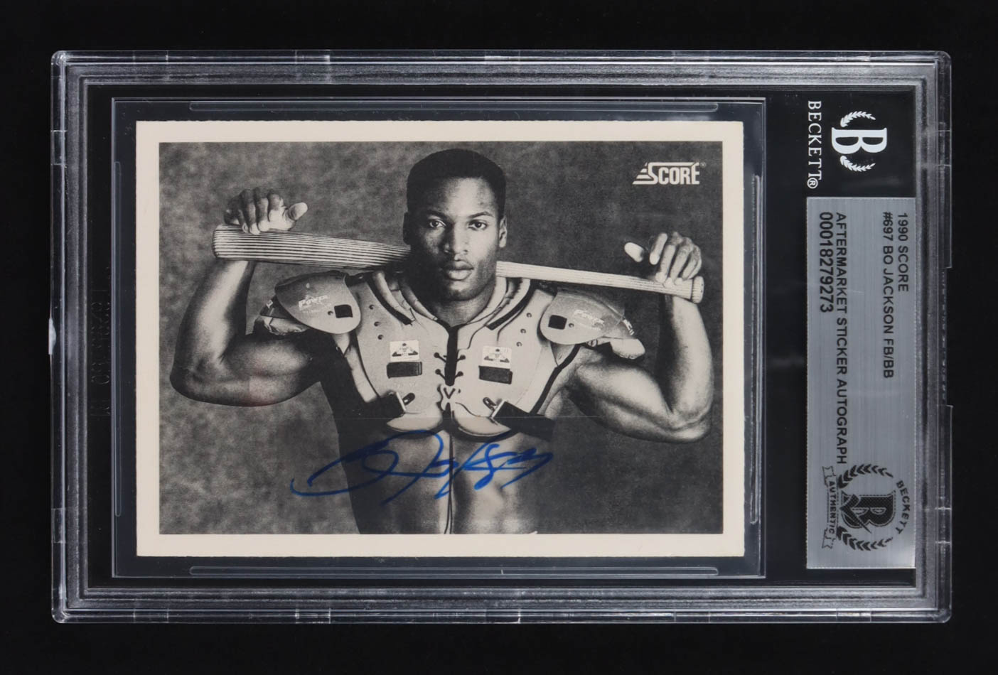 Bo Jackson Signed 1990 Score #697 FB/BB (BGS) at PristineAuction.com Bo Jackson Signed 1990 Score #697 FB/BB (BGS) at PristineAuction.com