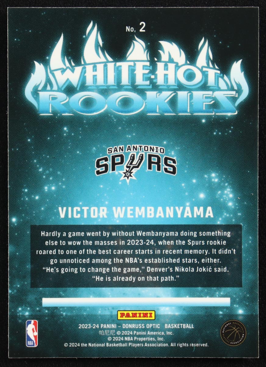 Victor Wembanyama 2023-24 Donruss Optic White Hot Rookies #2 RC at PristineAuction.com Victor Wembanyama 2023-24 Donruss Optic White Hot Rookies #2 RC at PristineAuction.com