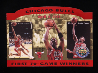 Michael Jordan / Dennis Rodman / Scottie Pippen / Toni Kukoc / Steve Kerr / Luc Longley / Ron Harper 1996 Upper Deck Authenticated Chicago Bulls First 70-Game Winners #NNO #9453/14300 at PristineAuction.com
