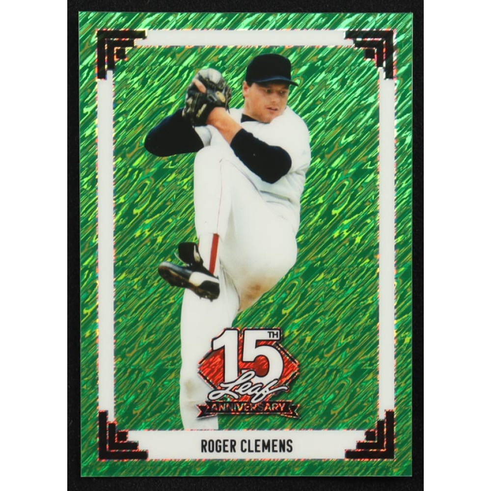 Roger Clemens 2024 Leaf 15th Anniversary Shimmer Green Pre-Production Proof #NNO #1/1 at PristineAuction.com