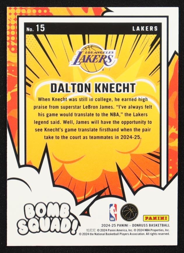 Dalton Knecht 2024-25 Donruss Bomb Squad #15 RC at PristineAuction.com Dalton Knecht 2024-25 Donruss Bomb Squad #15 RC at PristineAuction.com