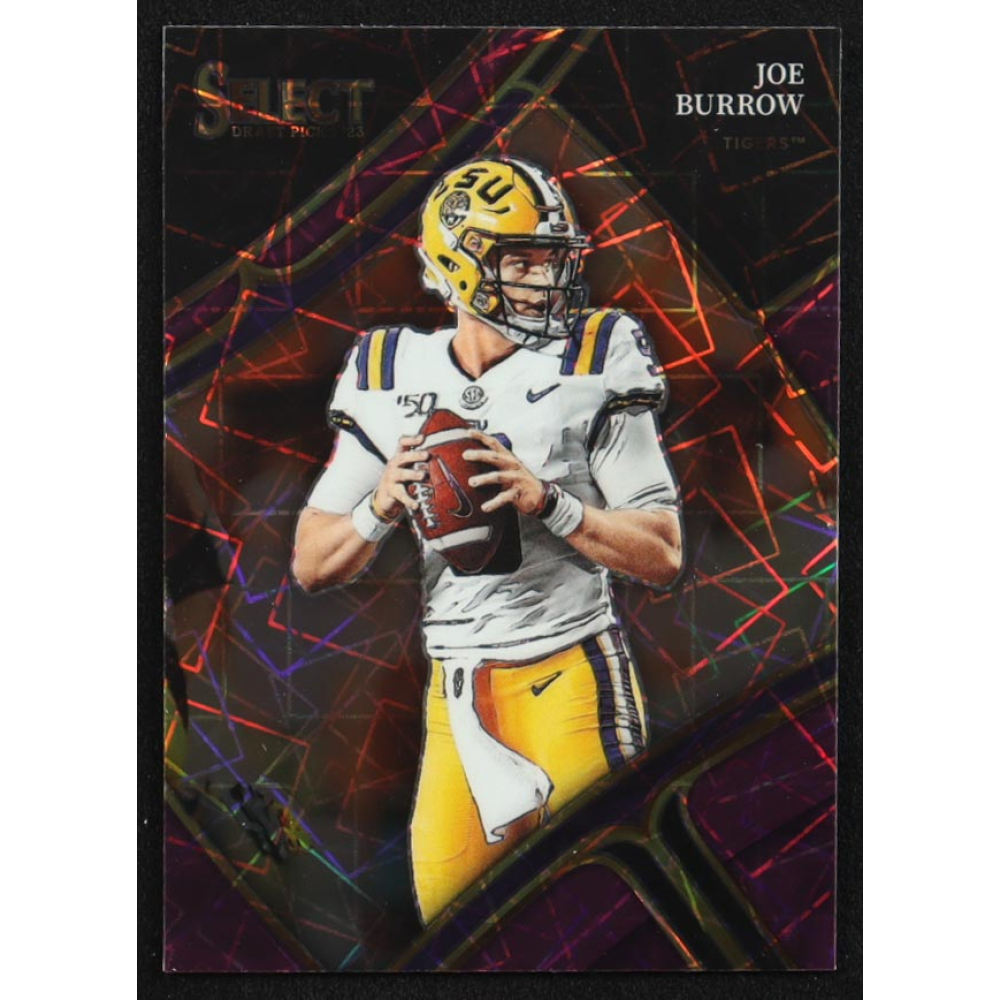 Joe Burrow 2023 Select Draft Picks Prizms Purple Lazer #129 at PristineAuction.com