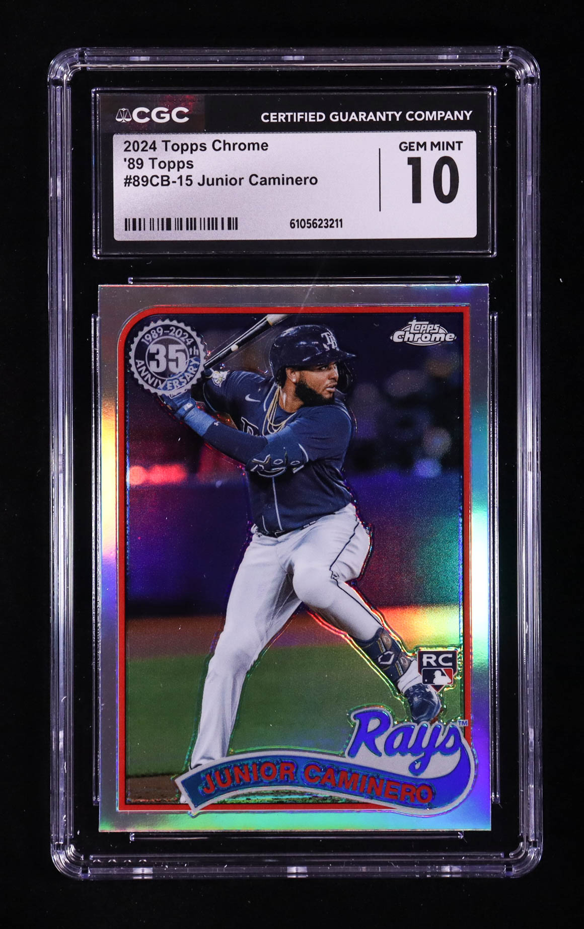 Junior Caminero 2024 Topps Chrome '89 Topps #89CB15 RC (CGC 10) at PristineAuction.com Junior Caminero 2024 Topps Chrome '89 Topps #89CB15 RC (CGC 10) at PristineAuction.com