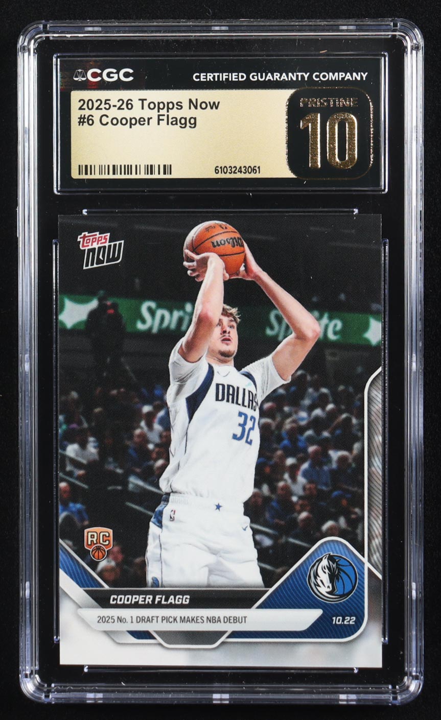 Cooper Flagg 2025-26 Topps Now #6 RC (CGC 10 | Pristine Black Label) at PristineAuction.com Cooper Flagg 2025-26 Topps Now #6 RC (CGC 10 | Pristine Black Label) at PristineAuction.com