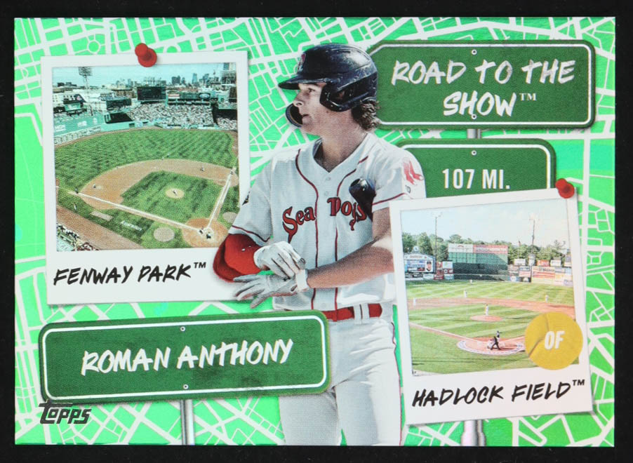 Roman Anthony 2024 Topps Pro Debut Road to the Show Green Foil #RTTS3 RC #07/99 at PristineAuction.com Roman Anthony 2024 Topps Pro Debut Road to the Show Green Foil #RTTS3 RC #07/99 at PristineAuction.com