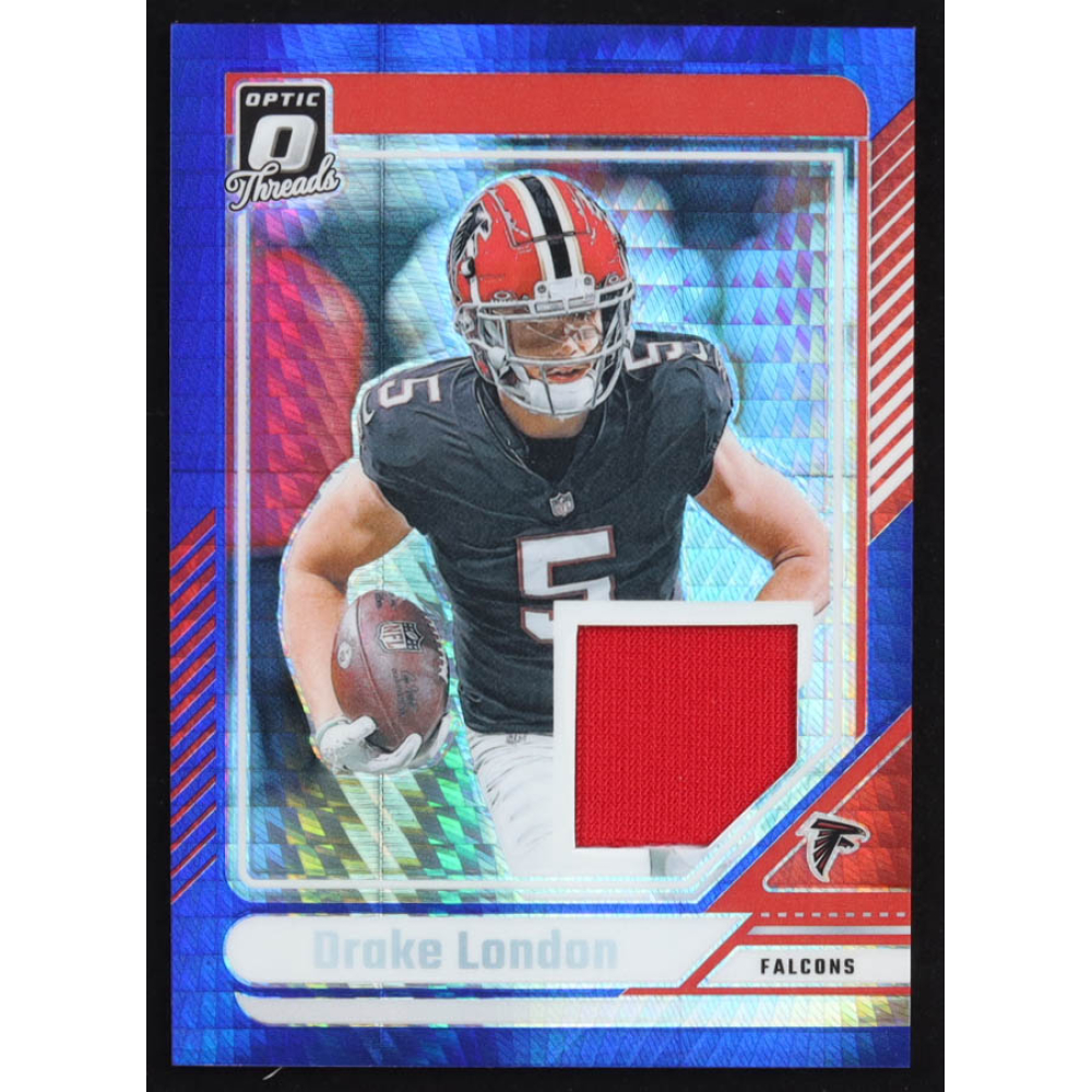 Drake London 2024 Donruss Optic Donruss Threads Blue Hyper #4 at PristineAuction.com