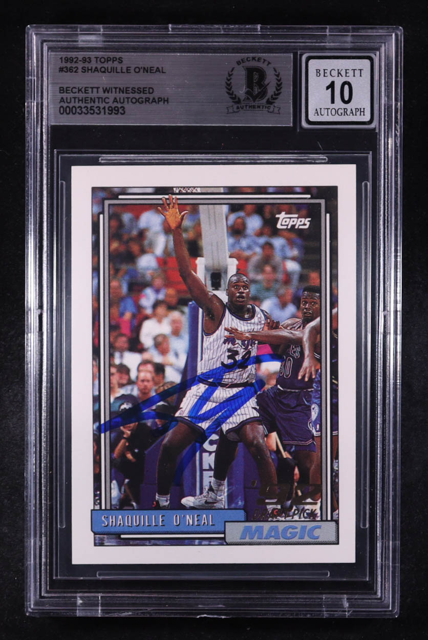 Shaquille O'Neal Signed 1992-93 Topps #362 RC (BGS | Autograph Grade 10) at PristineAuction.com Shaquille O'Neal Signed 1992-93 Topps #362 RC (BGS | Autograph Grade 10) at PristineAuction.com