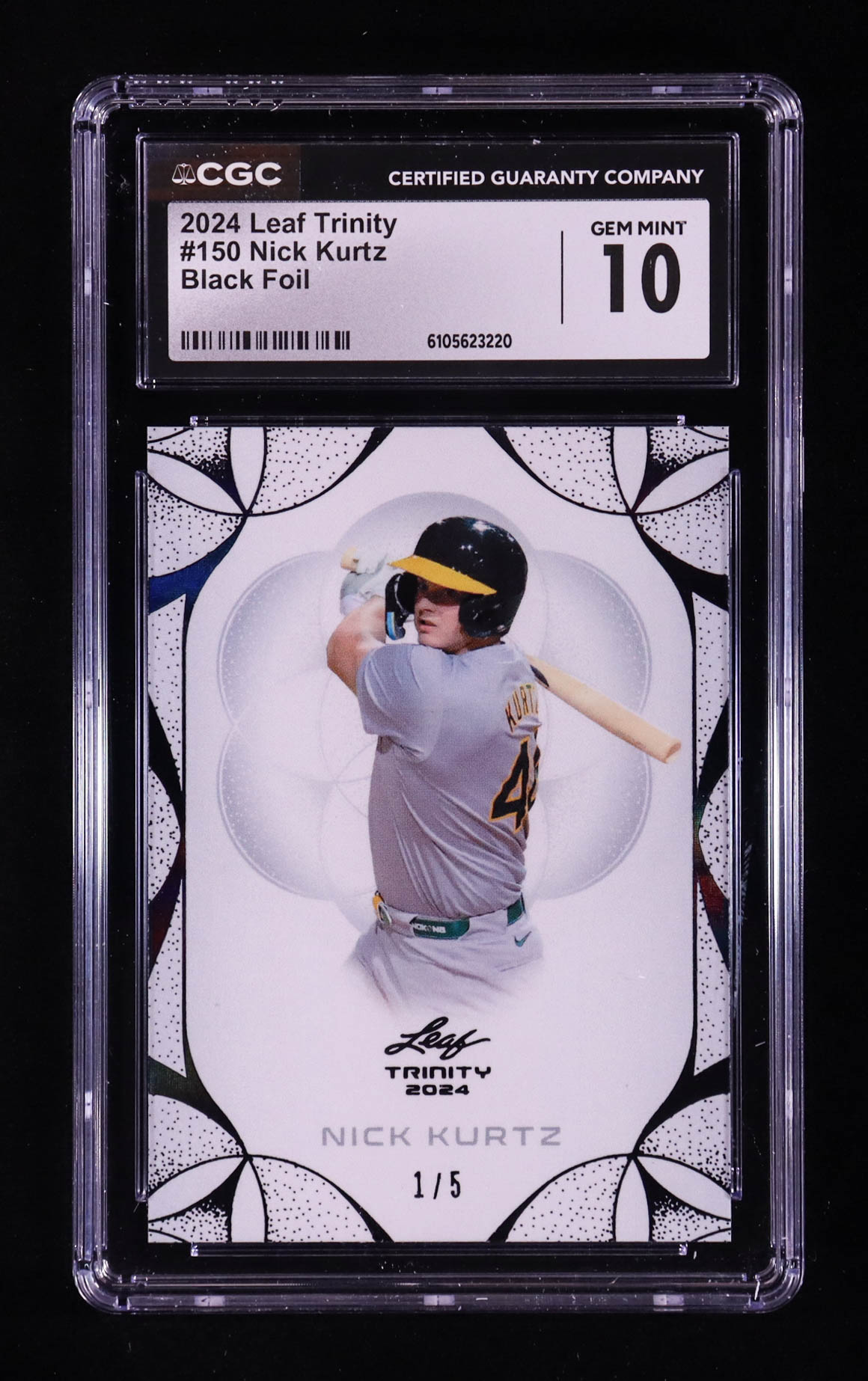 Nick Kurtz 2024 Leaf Trinity Black Foil #150 #1/5 RC (CGC 10) at PristineAuction.com Nick Kurtz 2024 Leaf Trinity Black Foil #150 #1/5 RC (CGC 10) at PristineAuction.com