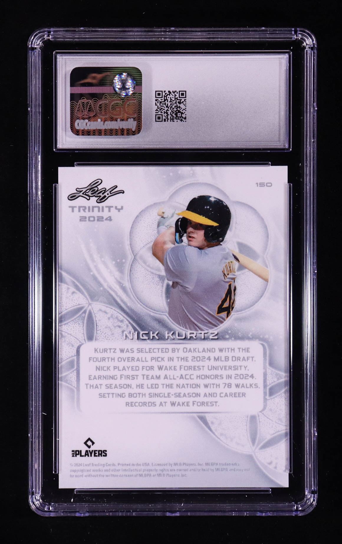 Nick Kurtz 2024 Leaf Trinity Black Foil #150 #1/5 RC (CGC 10) at PristineAuction.com Nick Kurtz 2024 Leaf Trinity Black Foil #150 #1/5 RC (CGC 10) at PristineAuction.com
