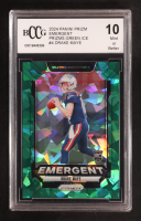 Drake Maye 2024 Panini Prizm Emergent Prizms Green Ice #4 RC (BCCG 10) at PristineAuction.com