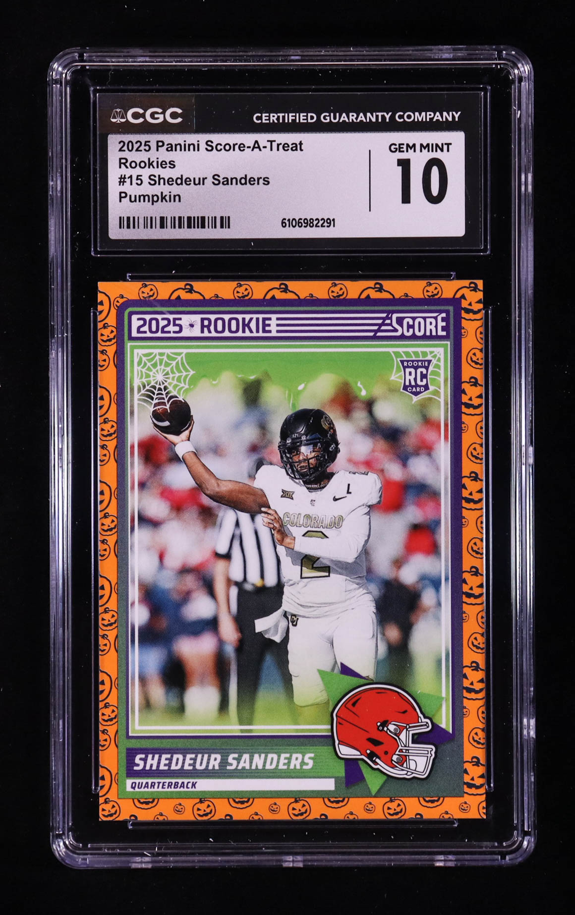 Shedeur Sanders 2025 Score Rookies Pumpkin #15 RC (CGC 10) at PristineAuction.com Shedeur Sanders 2025 Score Rookies Pumpkin #15 RC (CGC 10) at PristineAuction.com