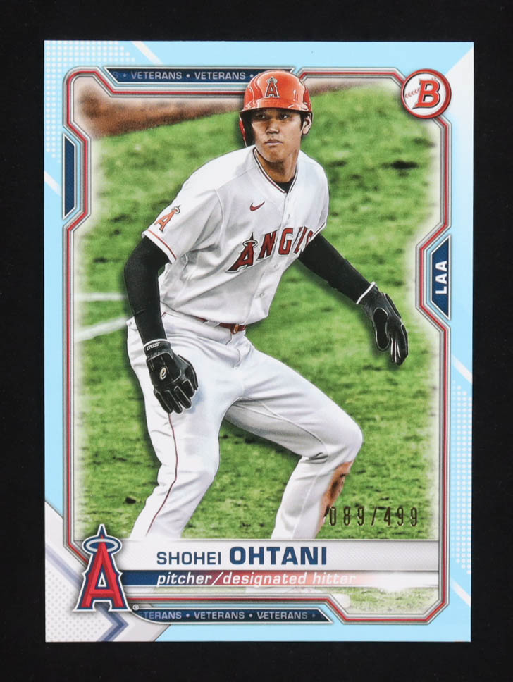 Shohei Ohtani 2021 Bowman Sky Blue #85 #089/499 at PristineAuction.com Shohei Ohtani 2021 Bowman Sky Blue #85 #089/499 at PristineAuction.com