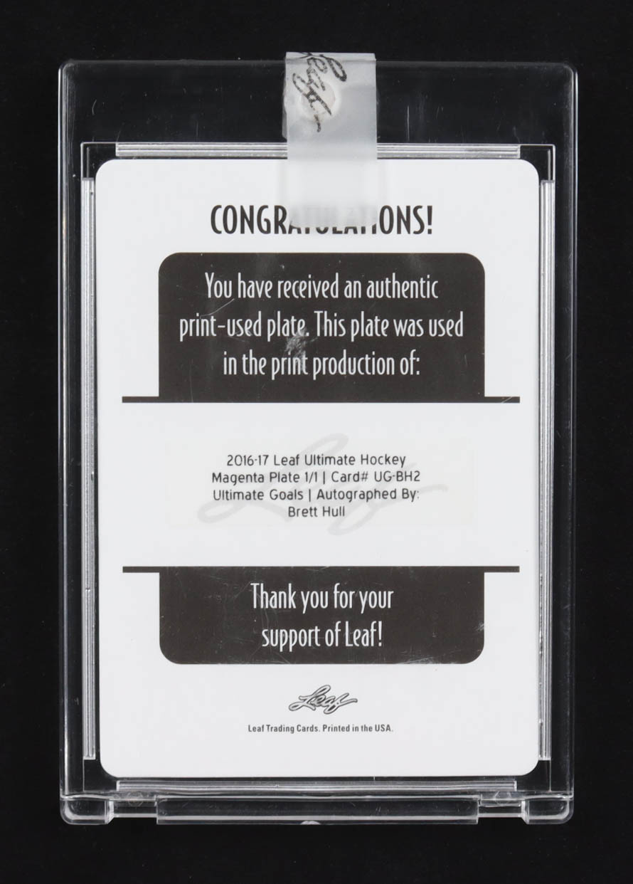 Brett Hull 2016-17 Leaf Ultimate Hockey Ultimate Goals Autographs Printing Plates Magenta #UGBH2 #1/1 at PristineAuction.com Brett Hull 2016-17 Leaf Ultimate Hockey Ultimate Goals Autographs Printing Plates Magenta #UGBH2 #1/1 at PristineAuction.com