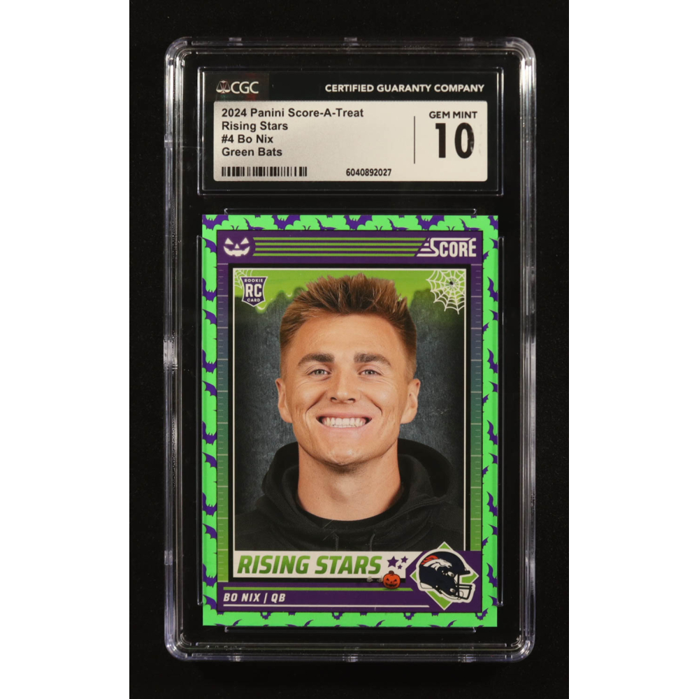 Bo Nix 2024 Score Halloween Rising Stars Bats #4 RC (CGC 10) at PristineAuction.com