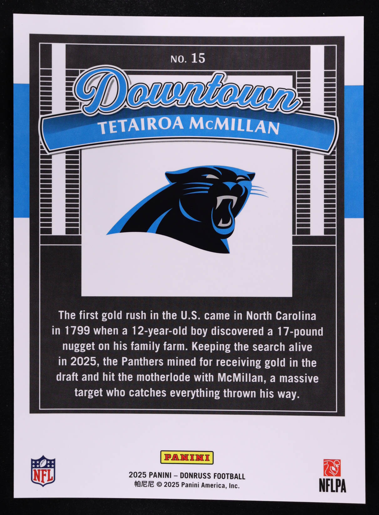 Tetairoa McMillan 2025 Donruss Downtown! Oversize #15 RC at PristineAuction.com Tetairoa McMillan 2025 Donruss Downtown! Oversize #15 RC at PristineAuction.com