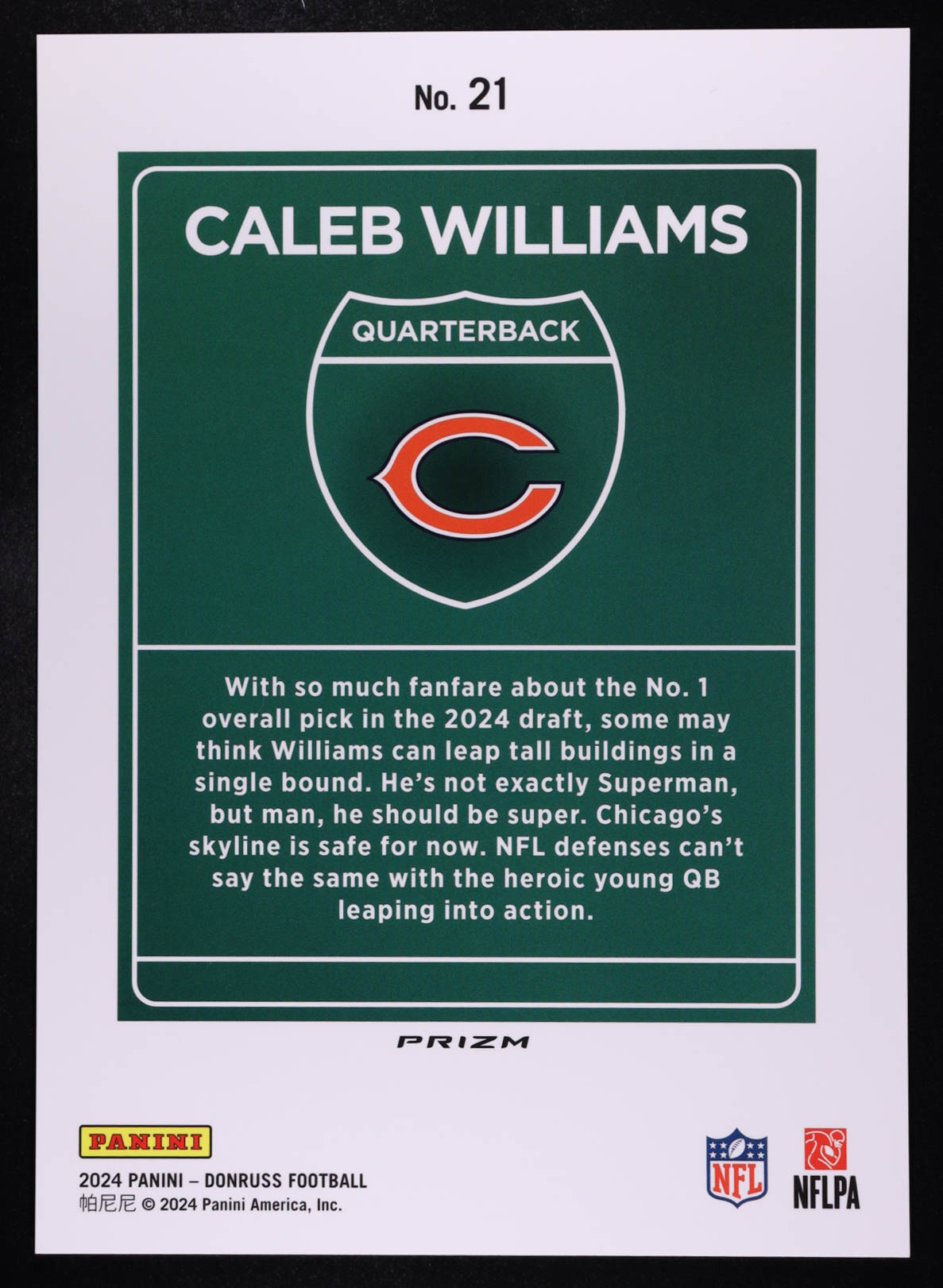 Caleb Williams 2024 Donruss Downtown Oversize #21 RC at PristineAuction.com Caleb Williams 2024 Donruss Downtown Oversize #21 RC at PristineAuction.com