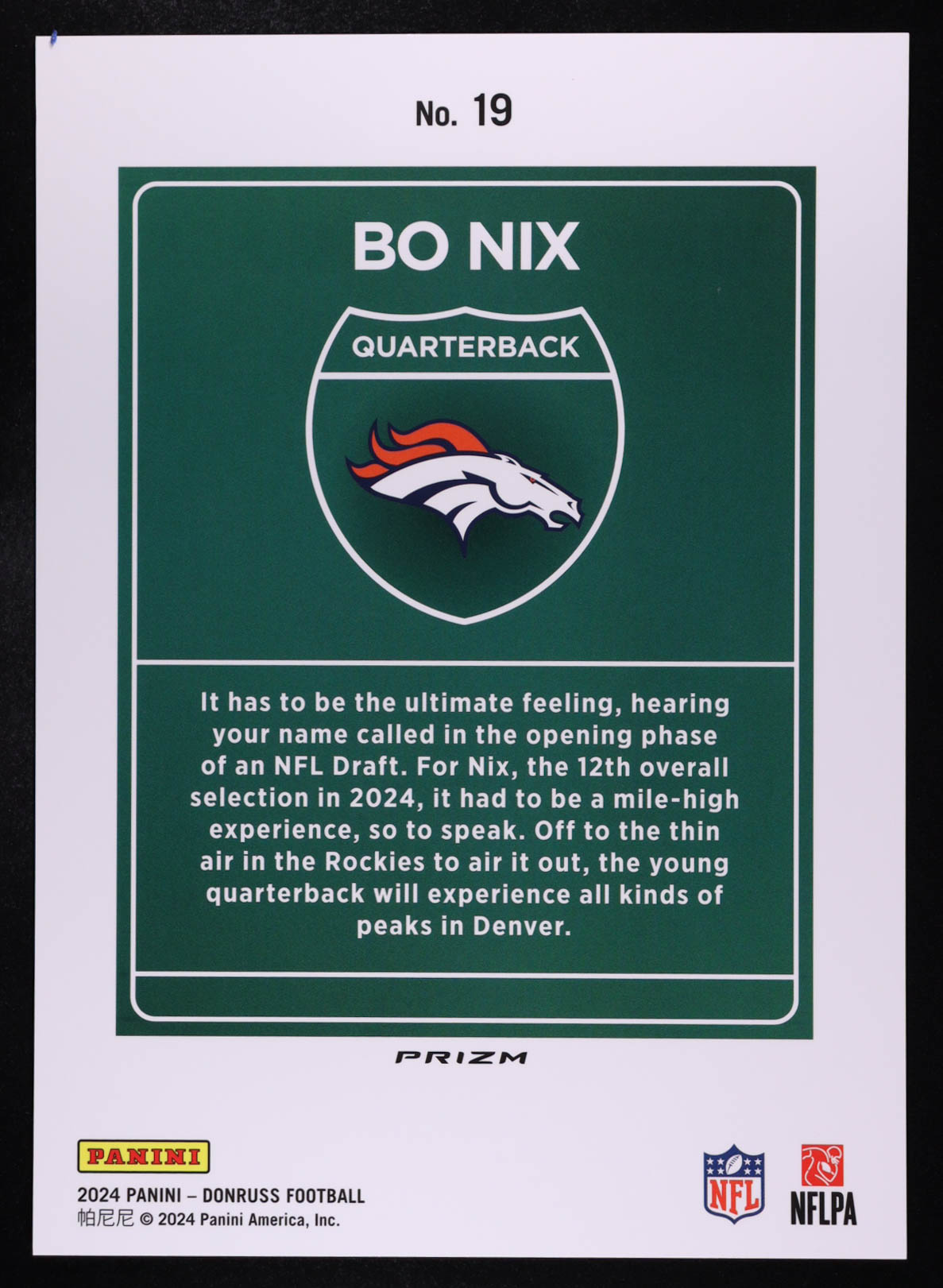Bo Nix 2024 Donruss Downtown Oversize #19 RC at PristineAuction.com Bo Nix 2024 Donruss Downtown Oversize #19 RC at PristineAuction.com