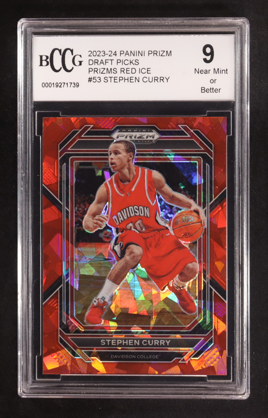 Stephen Curry 2023-24 Panini Prizm Draft Picks Prizms Red Ice #53 (BCCG 9) at PristineAuction.com Stephen Curry 2023-24 Panini Prizm Draft Picks Prizms Red Ice #53 (BCCG 9) at PristineAuction.com