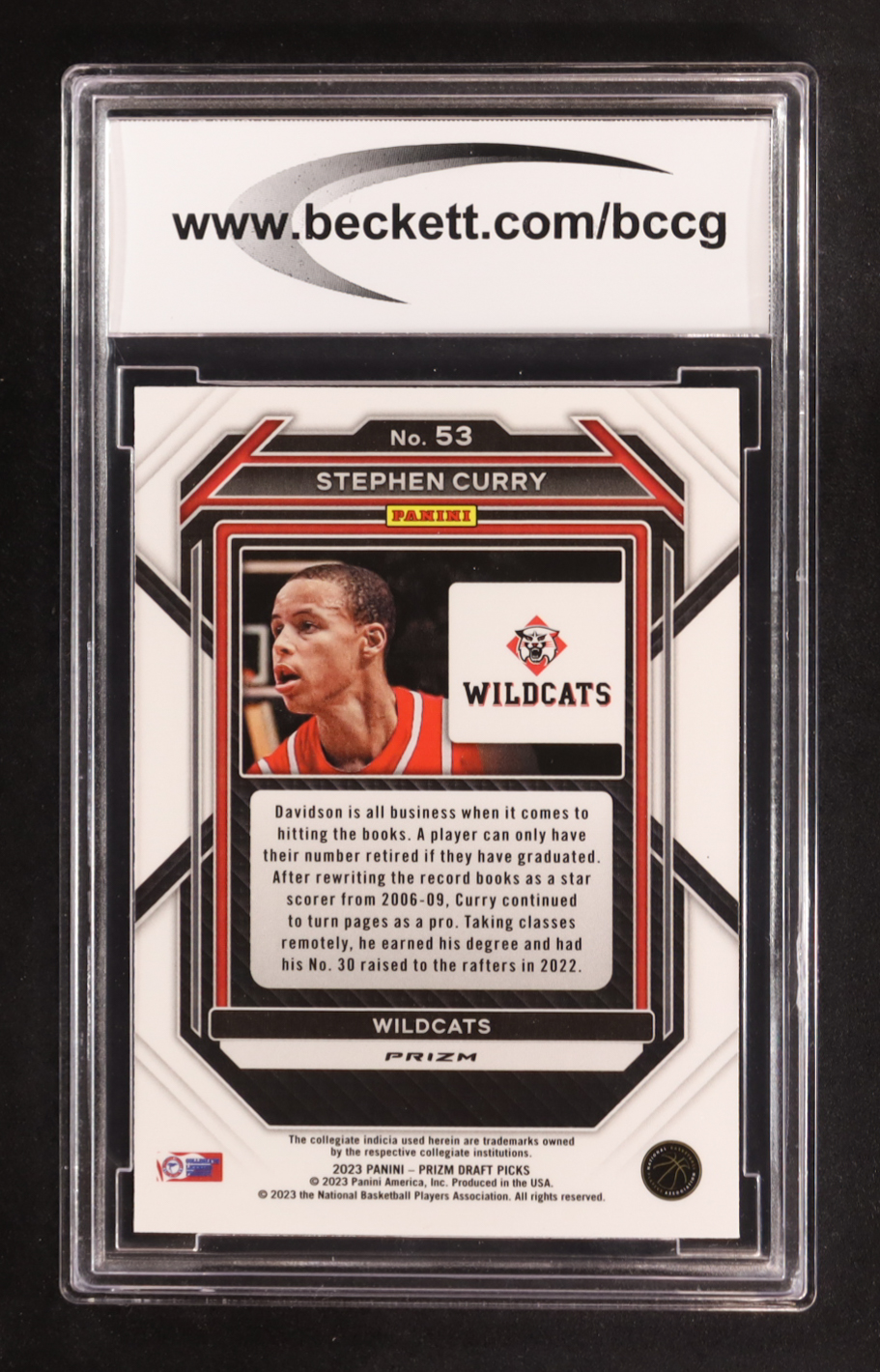Stephen Curry 2023-24 Panini Prizm Draft Picks Prizms Red Ice #53 (BCCG 9) at PristineAuction.com Stephen Curry 2023-24 Panini Prizm Draft Picks Prizms Red Ice #53 (BCCG 9) at PristineAuction.com