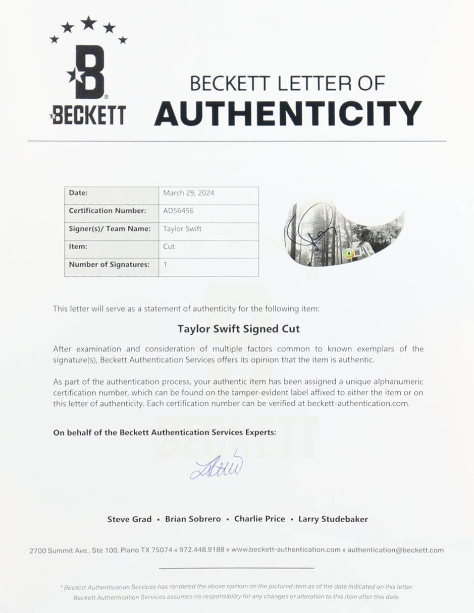 Taylor Swift Signed Guitar Custom Insert Pickguard (Beckett) at PristineAuction.com Taylor Swift Signed Guitar Custom Insert Pickguard (Beckett) at PristineAuction.com