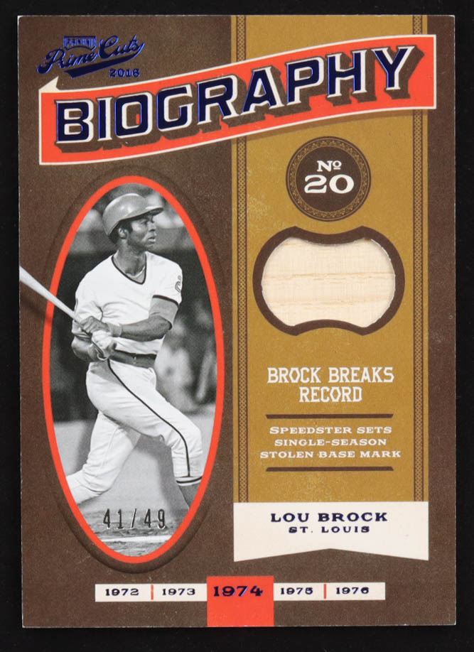 Lou Brock 2016 Prime Cuts Biography Materials Blue #36 #41/49 at PristineAuction.com Lou Brock 2016 Prime Cuts Biography Materials Blue #36 #41/49 at PristineAuction.com