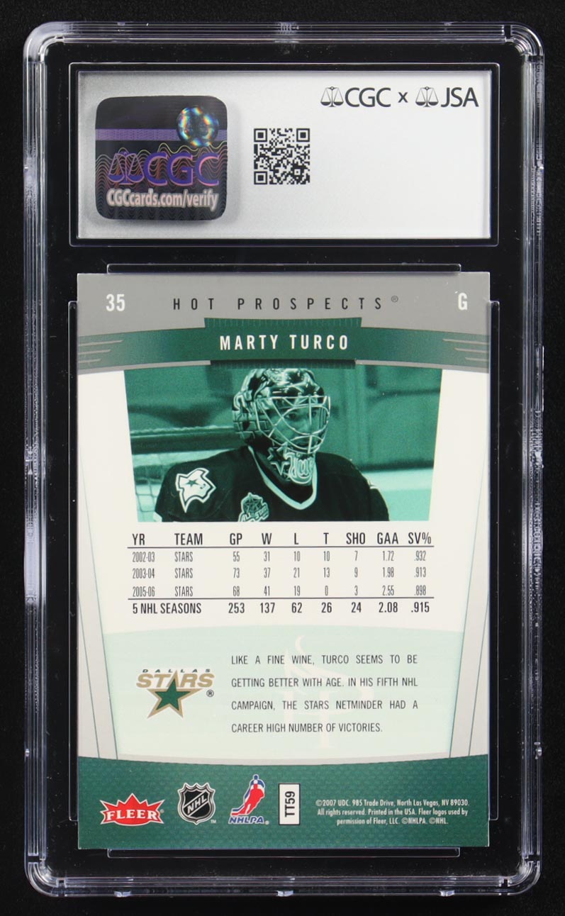 Marty Turco Signed 2006-07 Fleer Hot Prospects #35 (CGC | Autograph Graded CGC 9) at PristineAuction.com Marty Turco Signed 2006-07 Fleer Hot Prospects #35 (CGC | Autograph Graded CGC 9) at PristineAuction.com