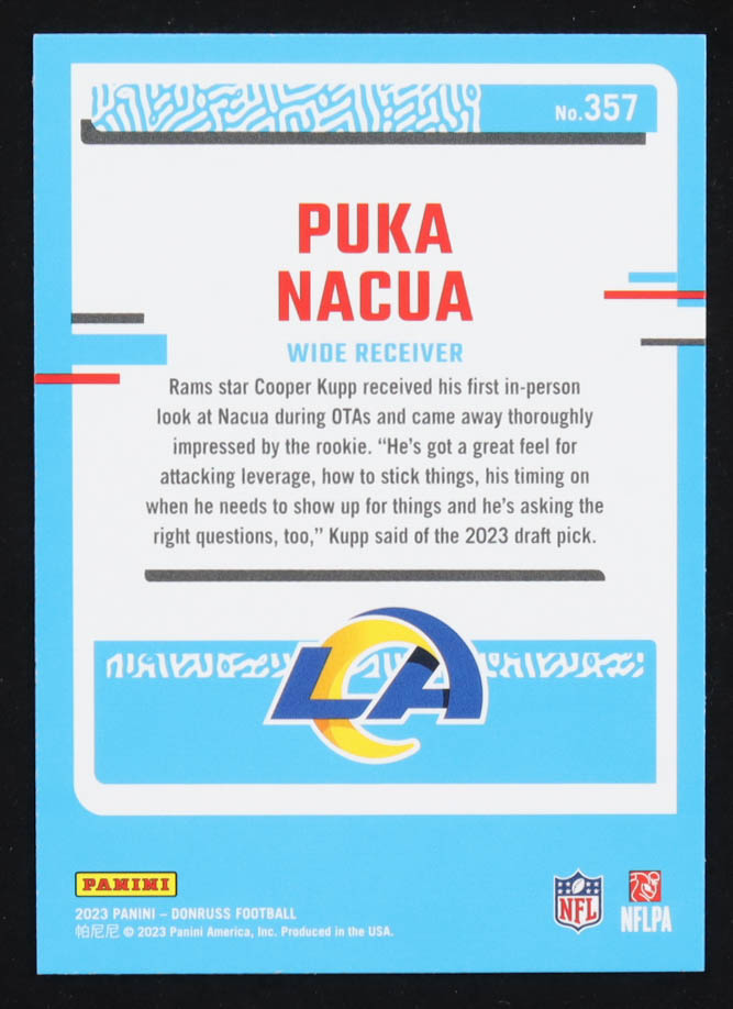 Puka Nacua 2023 Donruss #357 RR RC at PristineAuction.com Puka Nacua 2023 Donruss #357 RR RC at PristineAuction.com