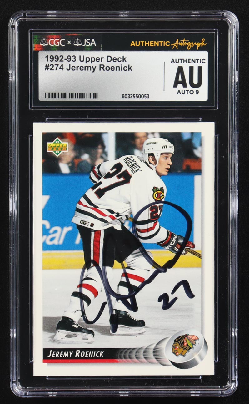 Jeremy Roenick Signed 1992-93 Upper Deck #274 (CGC | Autograph Graded CGC 9) at PristineAuction.com Jeremy Roenick Signed 1992-93 Upper Deck #274 (CGC | Autograph Graded CGC 9) at PristineAuction.com