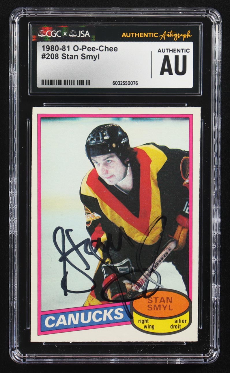 Stan Smyl Signed 1980-81 O-Pee-Chee #208 RC (CGC) at PristineAuction.com Stan Smyl Signed 1980-81 O-Pee-Chee #208 RC (CGC) at PristineAuction.com