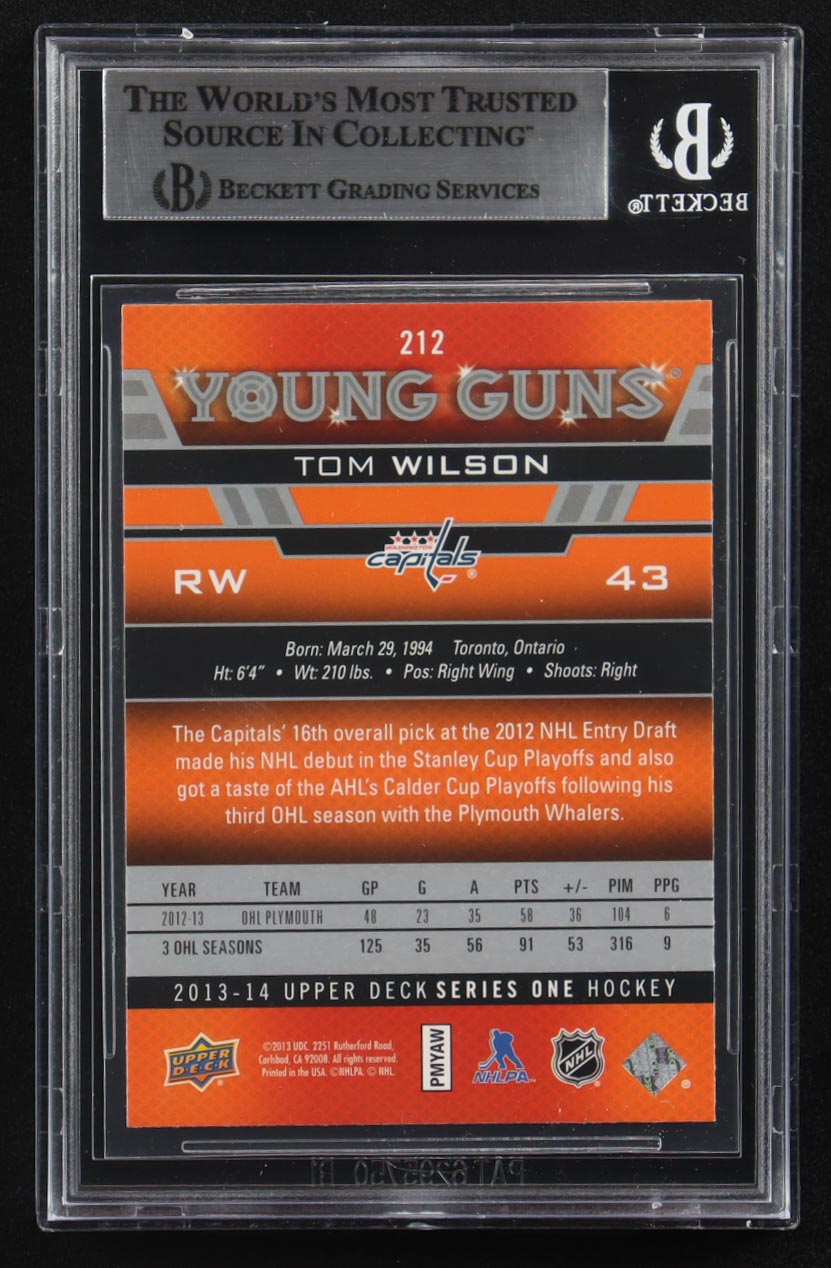 Tom Wilson Signed 2013-14 Upper Deck Series One Young Guns #212 RC (BGS) at PristineAuction.com Tom Wilson Signed 2013-14 Upper Deck Series One Young Guns #212 RC (BGS) at PristineAuction.com