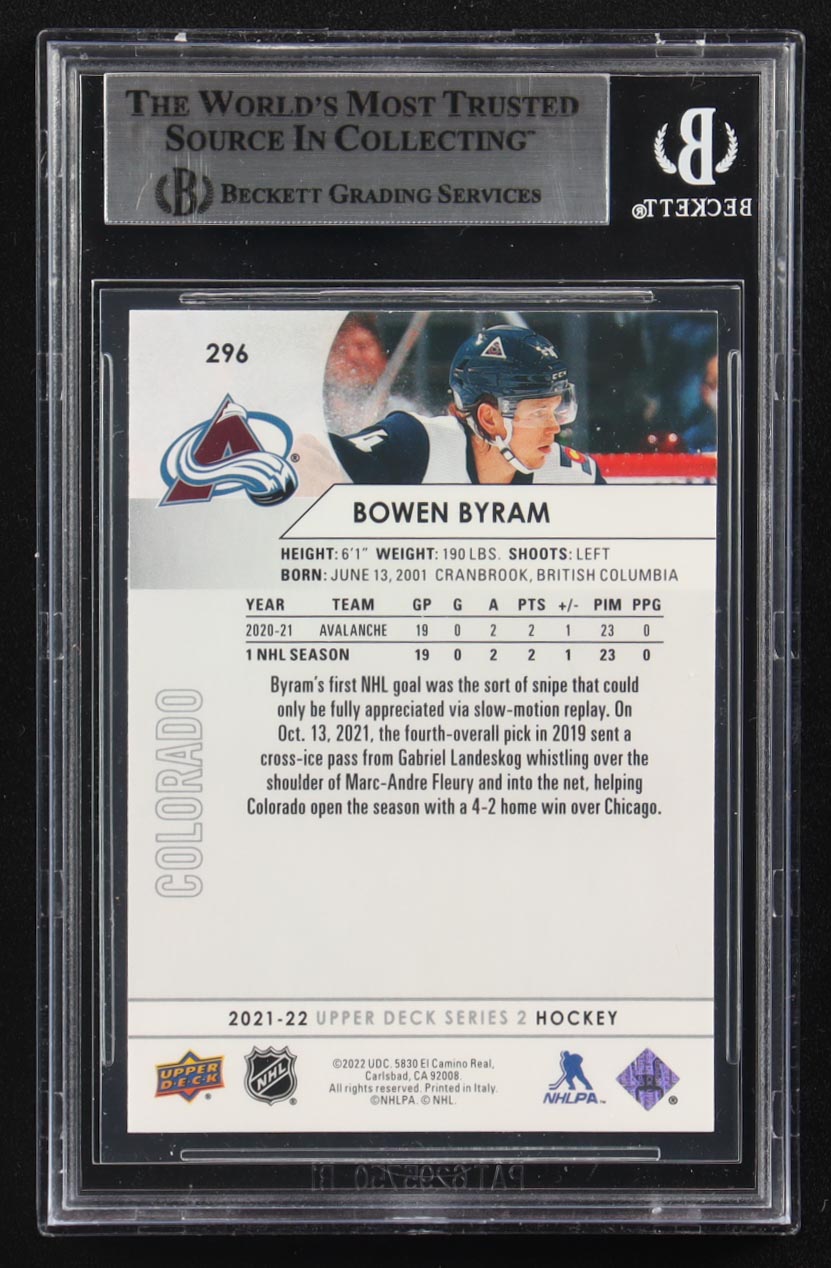 Bowen Byram Signed 2021-22 Upper Deck #296 (BGS) at PristineAuction.com Bowen Byram Signed 2021-22 Upper Deck #296 (BGS) at PristineAuction.com