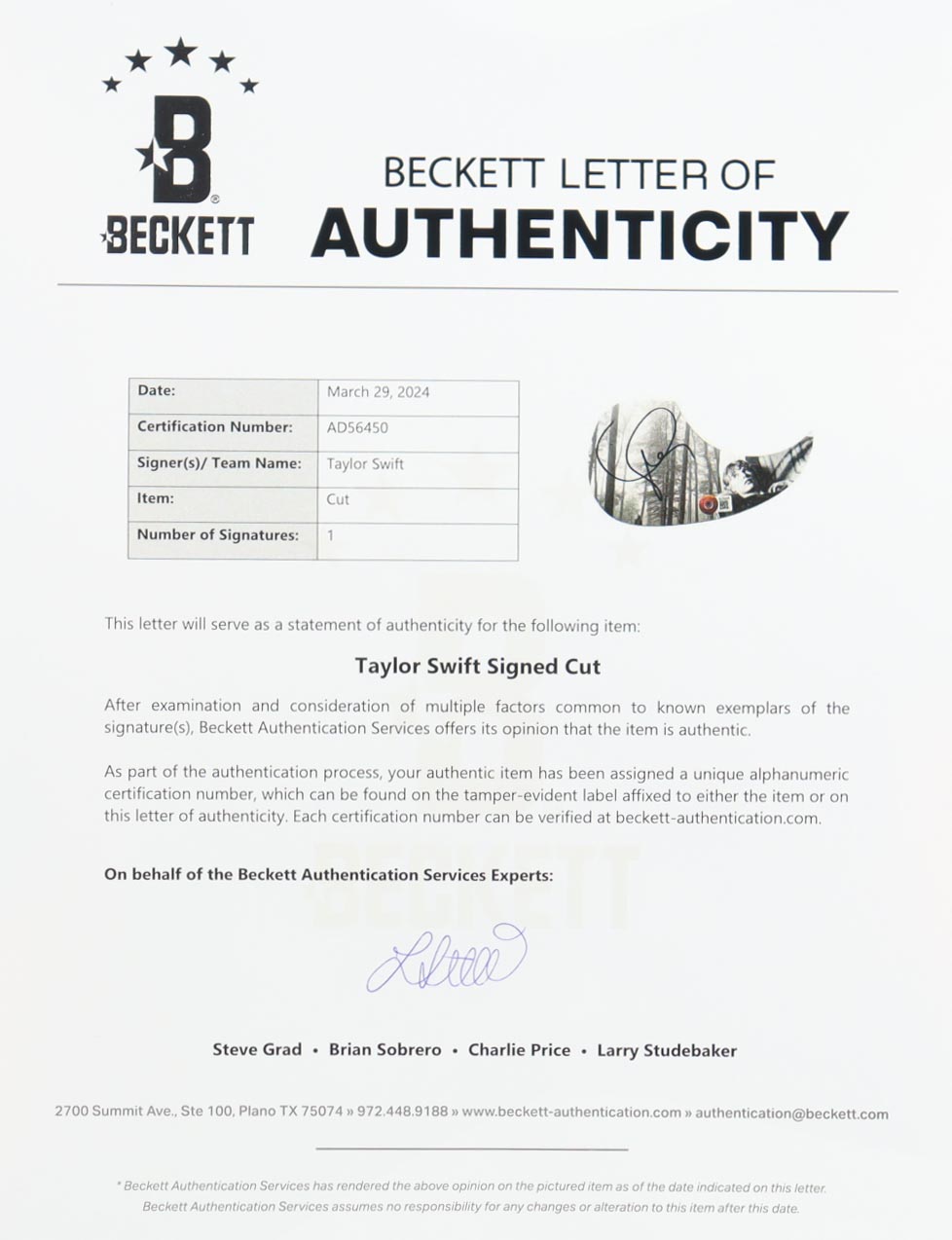 Taylor Swift Signed Guitar Custom Insert Pickguard (Beckett) at PristineAuction.com Taylor Swift Signed Guitar Custom Insert Pickguard (Beckett) at PristineAuction.com