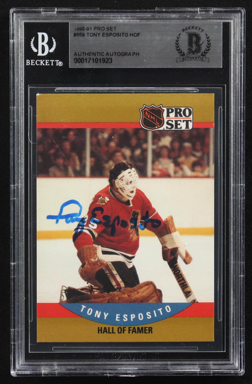 Tony Esposito Signed 1990-91 Pro Set #659 (BGS) at PristineAuction.com Tony Esposito Signed 1990-91 Pro Set #659 (BGS) at PristineAuction.com