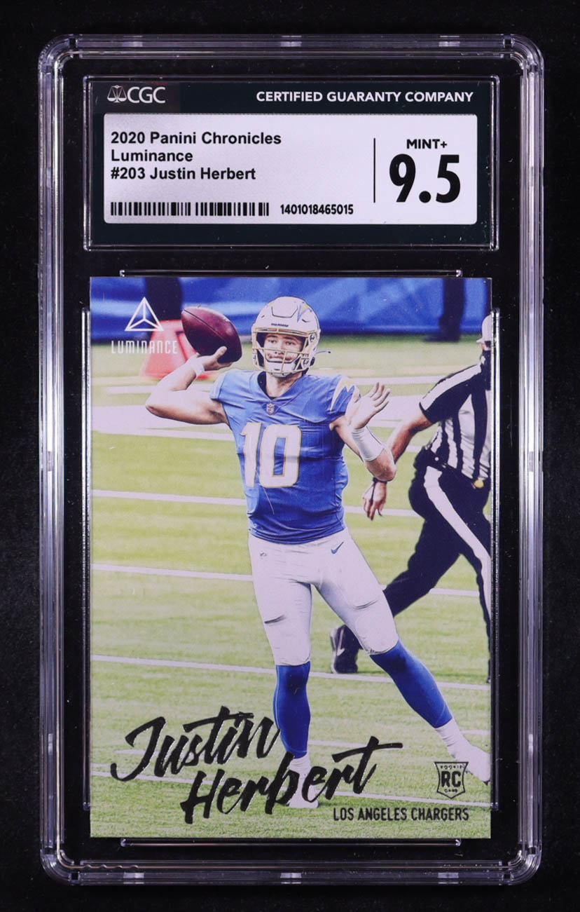 Justin Herbert 2020 Panini Chronicles Luminance #203 RC (CGC 9.5) at PristineAuction.com Justin Herbert 2020 Panini Chronicles Luminance #203 RC (CGC 9.5) at PristineAuction.com
