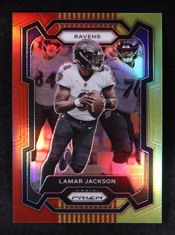 Lamar Jackson 2023 Panini Prizm Prizms Red and Yellow #18 #11/44