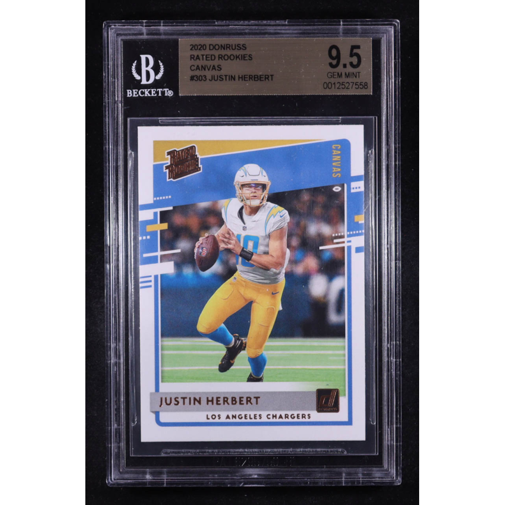 Justin Herbert 2020 Panini Donruss Rated Rookies Canvas #303 RC (BGS 9.5) at PristineAuction.com