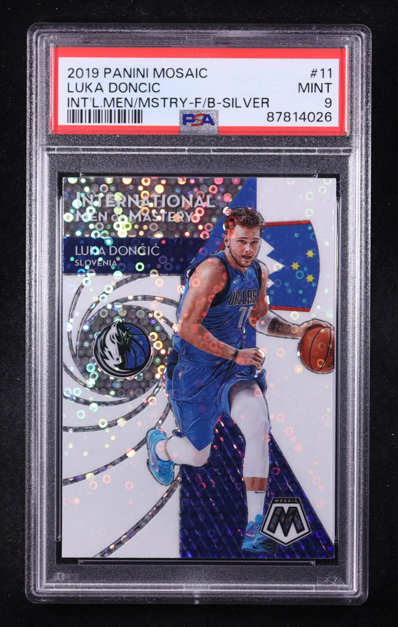 Luka Doncic 2019-20 Panini Mosaic International Men of Mastery Fast Break Silver #11 (PSA 9) at PristineAuction.com Luka Doncic 2019-20 Panini Mosaic International Men of Mastery Fast Break Silver #11 (PSA 9) at PristineAuction.com